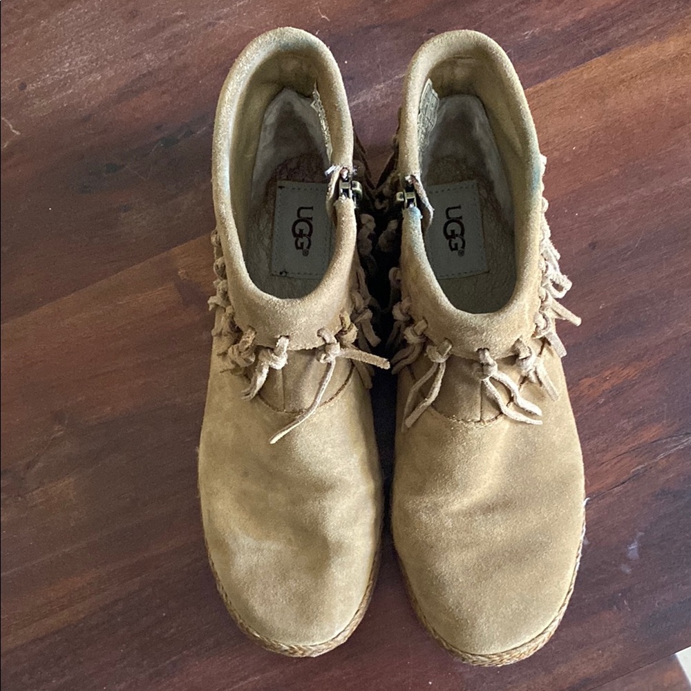 UGG Tan Suede Fringe Boots
